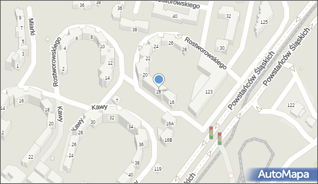 Warszawa, Rostworowskiego Stanisława, gen., 18, mapa Warszawy