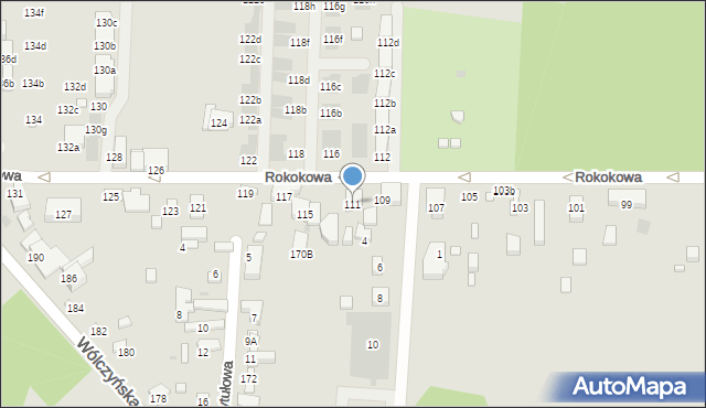 Warszawa, Rokokowa, 111, mapa Warszawy