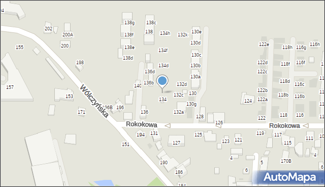 Warszawa, Rokokowa, 134a, mapa Warszawy