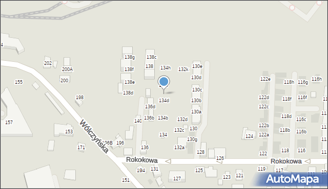 Warszawa, Rokokowa, 134e, mapa Warszawy