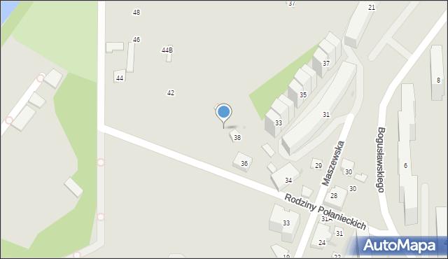 Warszawa, Rodziny Połanieckich, 36a, mapa Warszawy