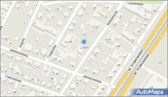 Warszawa, Robotnicza, 11/13A, mapa Warszawy