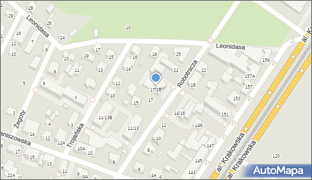 Warszawa, Robotnicza, 17/19, mapa Warszawy