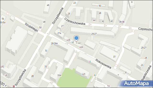 Warszawa, Rokosowska, 12F, mapa Warszawy