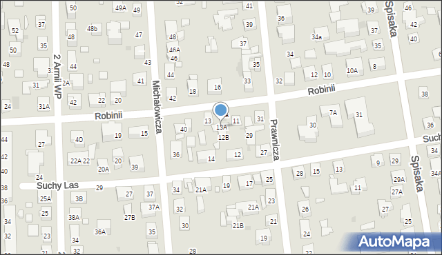 Warszawa, Robinii, 13A, mapa Warszawy