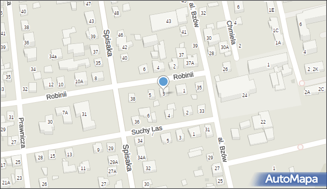 Warszawa, Robinii, 3, mapa Warszawy