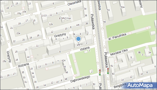 Warszawa, Różana, 4/6, mapa Warszawy