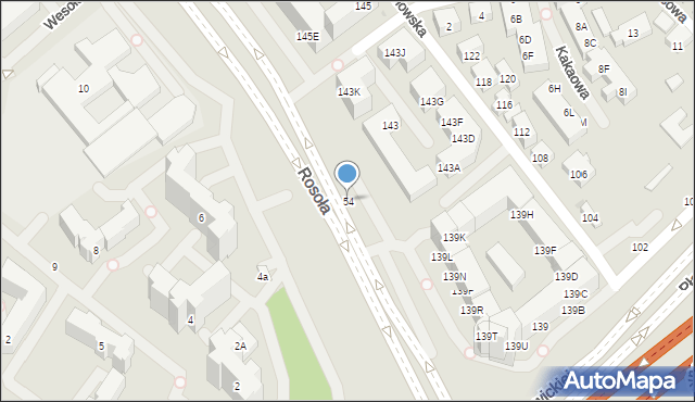 Warszawa, Rosoła Jana, 54, mapa Warszawy