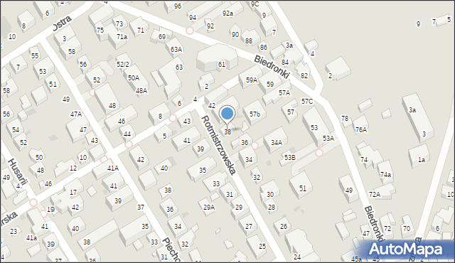 Warszawa, Rotmistrzowska, 38, mapa Warszawy