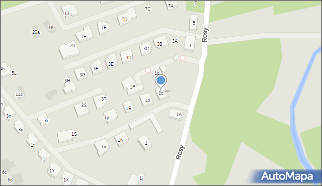 Warszawa, Rosy, 1c, mapa Warszawy