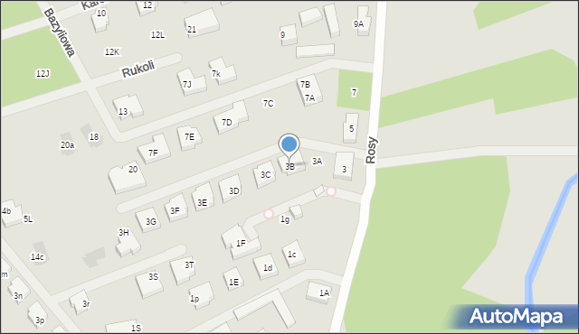 Warszawa, Rosy, 3B, mapa Warszawy