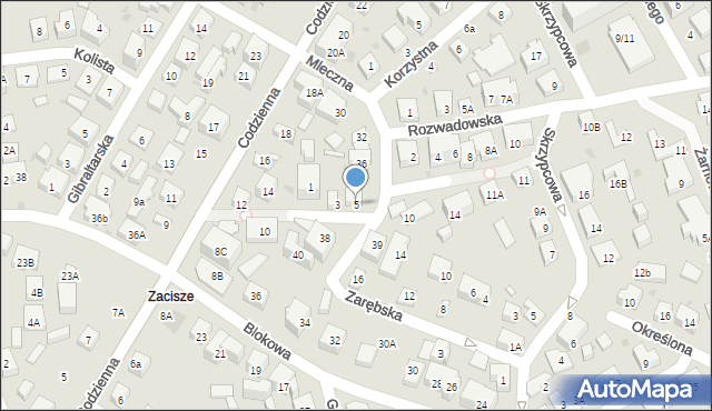 Warszawa, Roślinna, 5, mapa Warszawy