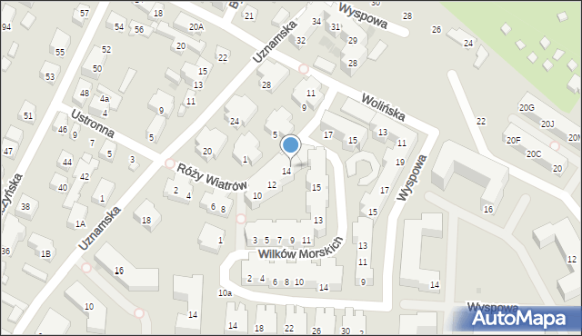 Warszawa, Róży Wiatrów, 16, mapa Warszawy