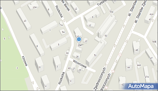 Warszawa, Rozłucka, 10A, mapa Warszawy