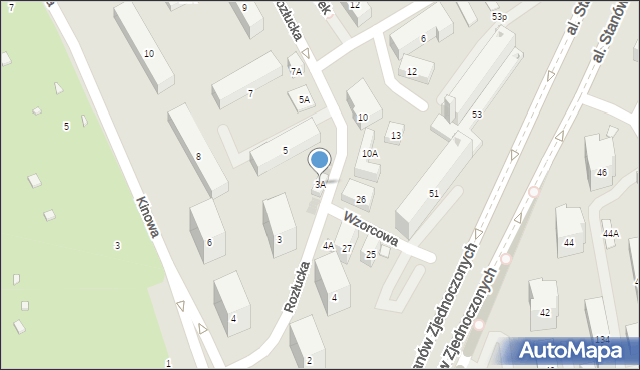 Warszawa, Rozłucka, 3A, mapa Warszawy