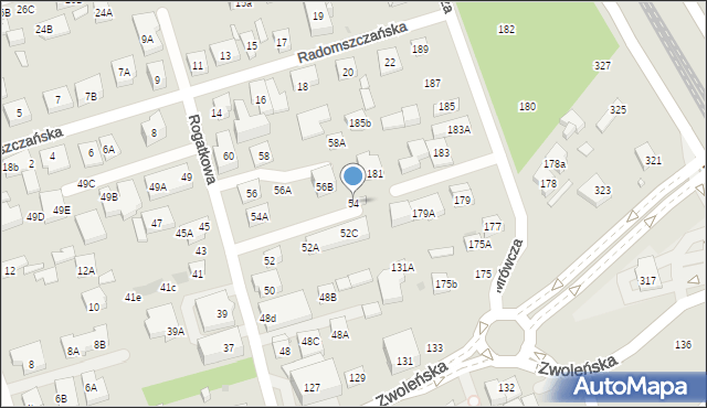 Warszawa, Rogatkowa, 54, mapa Warszawy