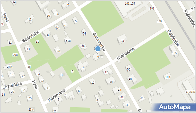 Warszawa, Rozkoszna, 9, mapa Warszawy