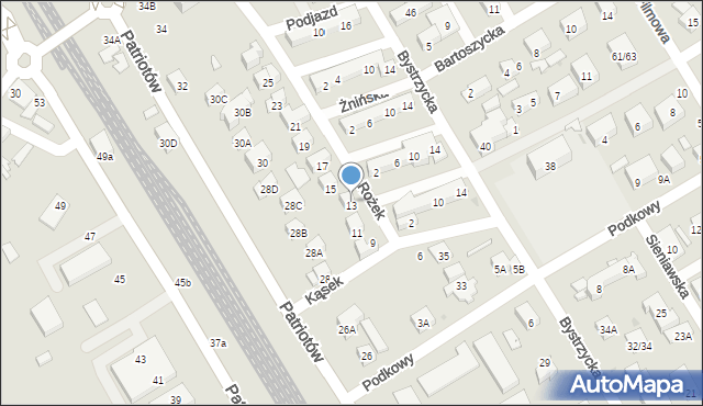 Warszawa, Rożek, 13, mapa Warszawy