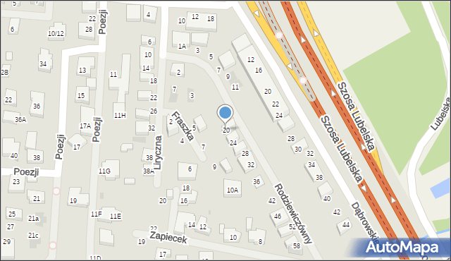 Warszawa, Rodziewiczówny Marii, 20, mapa Warszawy