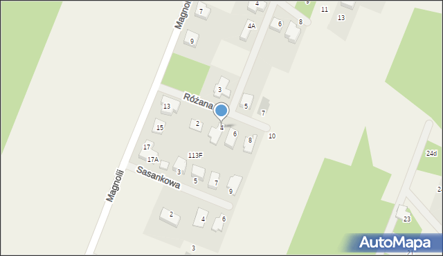 Wieliszew, Różana, 4, mapa Wieliszew