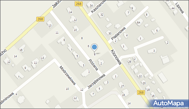 Wieniec, Różana, 4, mapa Wieniec