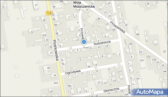 Wola Moszczenicka, Robotnicza, 7, mapa Wola Moszczenicka