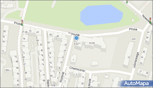 Wrocław, Rozbrat, 9-11, mapa Wrocławia