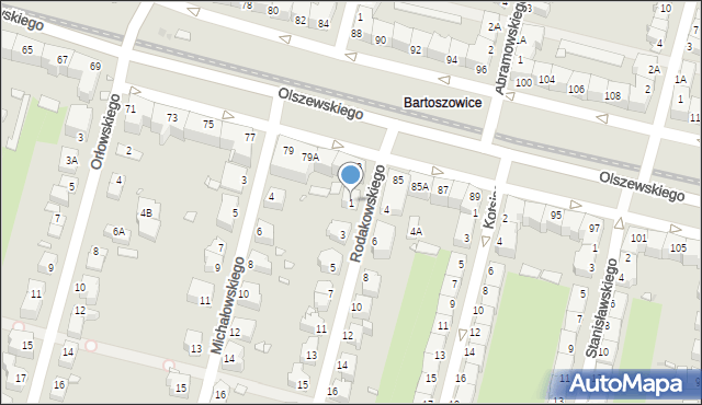 Wrocław, Rodakowskiego Henryka Hipolita, 1, mapa Wrocławia