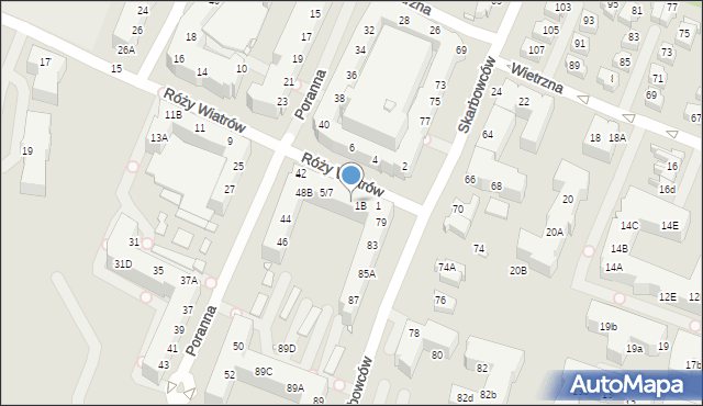 Wrocław, Róży Wiatrów, 3A, mapa Wrocławia