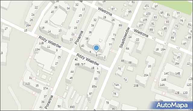 Wrocław, Róży Wiatrów, 4, mapa Wrocławia