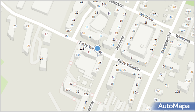 Wrocław, Róży Wiatrów, 9, mapa Wrocławia