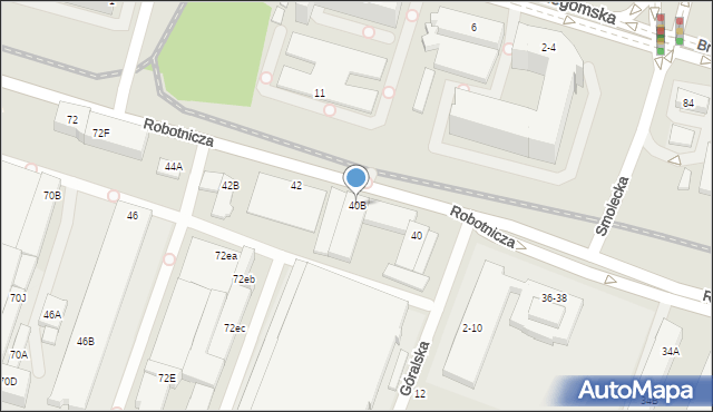 Wrocław, Robotnicza, 40B, mapa Wrocławia