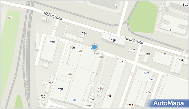 Wrocław, Robotnicza, 70C, mapa Wrocławia