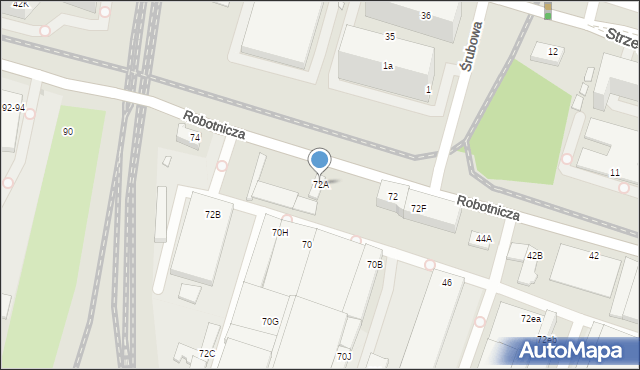 Wrocław, Robotnicza, 72A, mapa Wrocławia