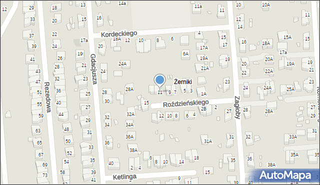 Wrocław, Roździeńskiego Walentego, 11, mapa Wrocławia