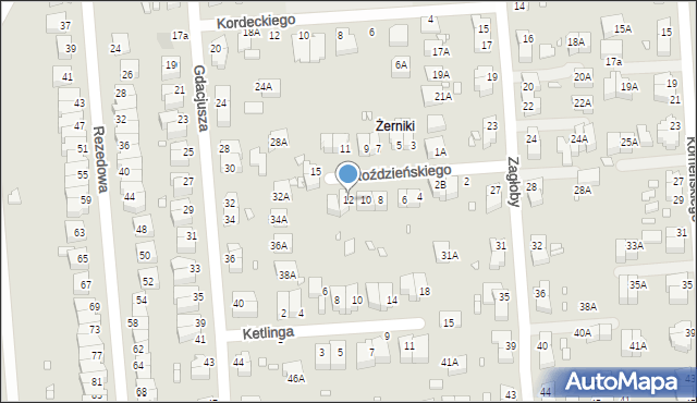 Wrocław, Roździeńskiego Walentego, 12, mapa Wrocławia