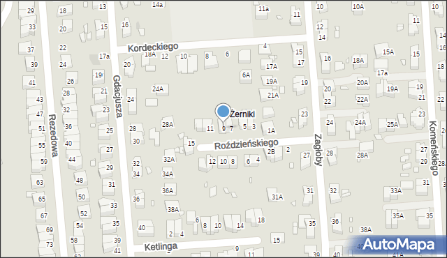 Wrocław, Roździeńskiego Walentego, 9, mapa Wrocławia