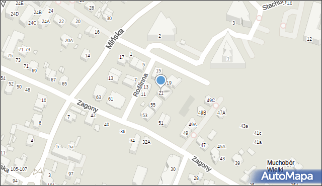 Wrocław, Roślinna, 21, mapa Wrocławia