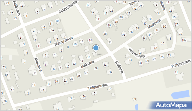 Występ, Różana, 39a, mapa Występ