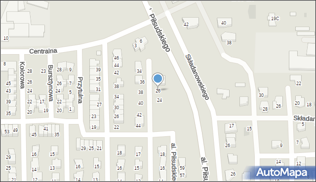 Wyszków, Różana, 26, mapa Wyszków