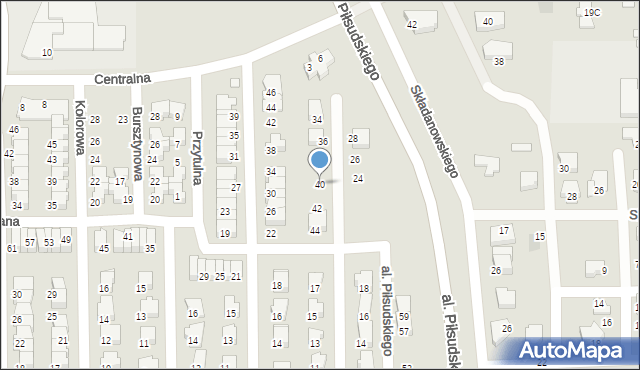 Wyszków, Różana, 40, mapa Wyszków