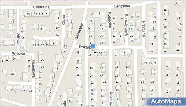 Wyszków, Różana, 59, mapa Wyszków