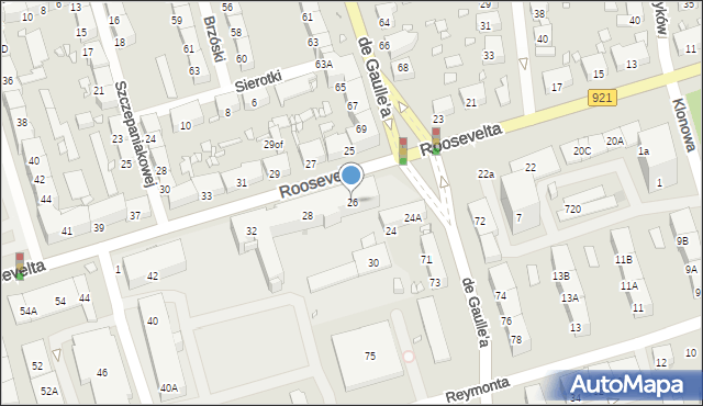 Zabrze, Roosevelta Franklina Delano, 26, mapa Zabrza
