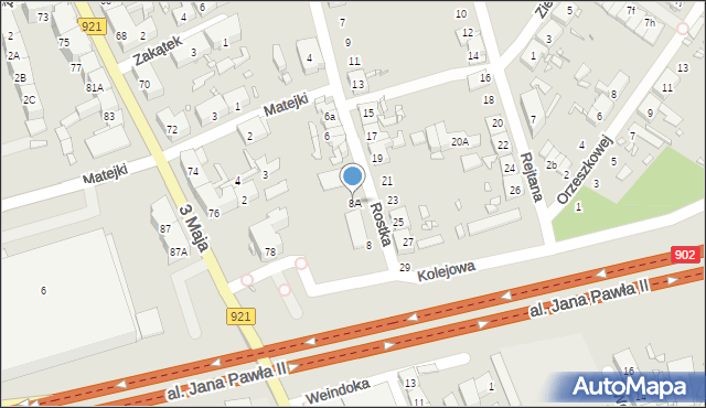 Zabrze, Rostka Józefa, 8A, mapa Zabrza