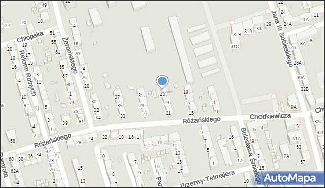 Zabrze, Różańskiego Bolesława, dr., 25, mapa Zabrza