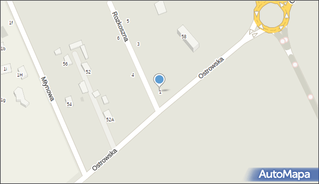 Zambrów, Rozkoszna, 1, mapa Zambrów