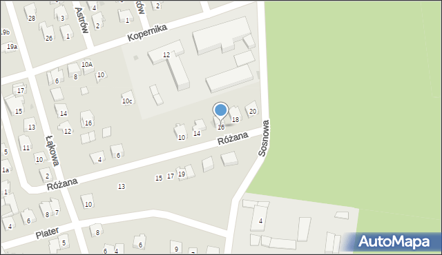 Żarki, Różana, 16, mapa Żarki