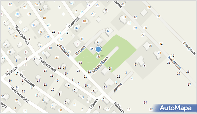 Zbychowo, Różana, 30, mapa Zbychowo