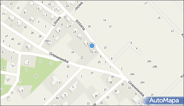 Zbychowo, Różana, 7, mapa Zbychowo