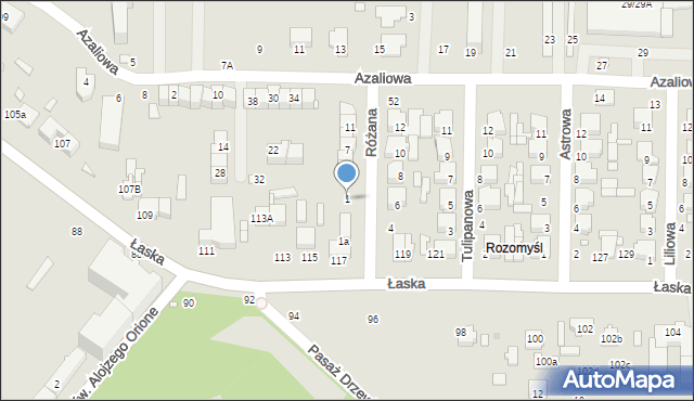 Zduńska Wola, Różana, 1, mapa Zduńska Wola